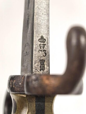 Preussen, Seitengewehr Modell 1871,  Scheide fehlt, gute Klinge, Herstellermarke Alex Coppel, Klingenrücken W 73 gestempelt