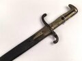 Kaiserreich, Seitengewehr Modell 1871, nummerngleich,  Herstellermarke W.R.Kirschbaum, Scheidenspitze abgebrochen und beiliegend. Ungereinigtes Stück