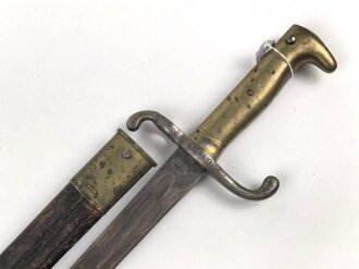 Bayern , Seitengewehr Modell 1871. Hersteller Weyersberg & Stamm Solingen, zusammengehörig, Truppenstempelung auf Parierstange und unterem Scheidenbeschlag.Guter Gesamtzustand