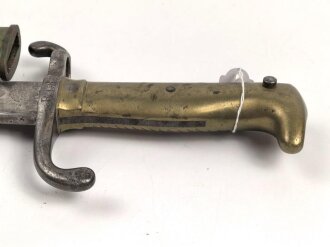 Bayern , Seitengewehr Modell 1871. Hersteller Weyersberg & Stamm Solingen, zusammengehörig, Truppenstempelung auf Parierstange und unterem Scheidenbeschlag.Guter Gesamtzustand