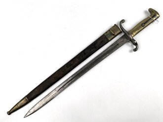 Bayern , Seitengewehr Modell 1871. Hersteller Weyersberg & Stamm Solingen, zusammengehörig, Truppenstempelung auf Parierstange und unterem Scheidenbeschlag.Guter Gesamtzustand