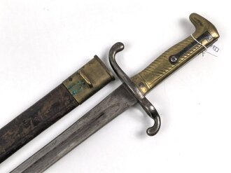 Bayern , Seitengewehr Modell 1871. Hersteller Weyersberg & Stamm Solingen, zusammengehörig, Truppenstempelung auf Parierstange und unterem Scheidenbeschlag.Guter Gesamtzustand
