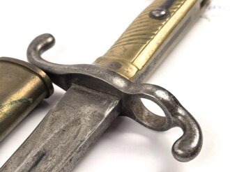Bayern , Seitengewehr Modell 1871. Hersteller Weyersberg & Stamm Solingen, zusammengehörig, Truppenstempelung auf Parierstange und unterem Scheidenbeschlag.Guter Gesamtzustand
