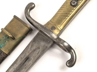 Bayern , Seitengewehr Modell 1871. Hersteller Weyersberg & Stamm Solingen, zusammengehörig, Truppenstempelung auf Parierstange und unterem Scheidenbeschlag.Guter Gesamtzustand