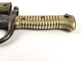 Bayern, Seitengewehr für  Werder Gewehr, Leder hart und leicht geschrumpft, Hersteller Alcoso Solingen, Truppenstempel