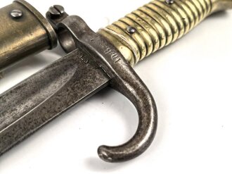 Bayern, Seitengewehr für  Werder Gewehr, Leder hart und leicht geschrumpft, Hersteller Alcoso Solingen, Truppenstempel