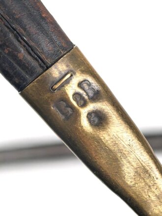 Bayern, Seitengewehr für  Werder Gewehr, Leder hart und leicht geschrumpft, Hersteller Alcoso Solingen, Truppenstempel