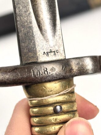 Bayern, Seitengewehr für  Werder Gewehr, Leder hart und leicht geschrumpft, Hersteller Alcoso Solingen, Truppenstempel