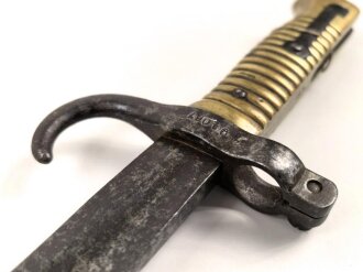 Bayern, Seitengewehr für  Werder Gewehr, Scheide fehlt, Fleckig, Truppenstempel