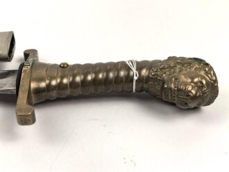 Bayern, Seitengewehr Artillerie Modell 1892 , Kammerstück, Herrscherrmonogramm L mit Krone auf Klingenrücken, Ungewöhnliche Scheidenbeschläge wohl neusilbern.