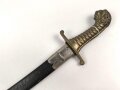 Bayern, Seitengewehr Artillerie Modell 1892 , Kammerstück, Herrscherrmonogramm L mit Krone auf Klingenrücken, Ungewöhnliche Scheidenbeschläge wohl neusilbern.