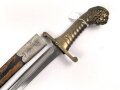 Bayern, Seitengewehr Artillerie Modell 1892 , Kammerstück, Herrscherrmonogramm L mit Krone auf Klingenrücken, Ungewöhnliche Scheidenbeschläge wohl neusilbern.