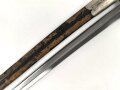 Bayern, Seitengewehr Artillerie Modell 1892 , Kammerstück, Herrscherrmonogramm L mit Krone auf Klingenrücken, Ungewöhnliche Scheidenbeschläge wohl neusilbern.