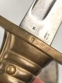 Bayern, Seitengewehr Artillerie Modell 1892 , Kammerstück, Herrscherrmonogramm L mit Krone auf Klingenrücken, Ungewöhnliche Scheidenbeschläge wohl neusilbern.
