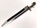 Bayern, Seitengewehr Artillerie Modell 1892 , Kammerstück, Herrscherrmonogramm L mit Krone auf Klingenrücken, Ungewöhnliche Scheidenbeschläge wohl neusilbern.