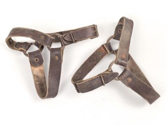 Paar Marschriemen für Stiefel, braunes Leder, guter Gesamtzustand, ungereinigt