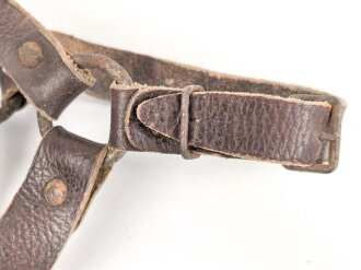 Paar Marschriemen für Stiefel, braunes Leder, guter Gesamtzustand, ungereinigt