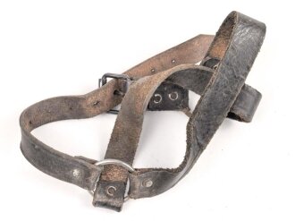 Paar Marschriemen für Stiefel, schwarzes Leder, guter Gesamtzustand, ungereinigt