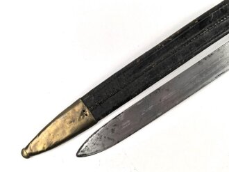 Preußen Kaiserreich, Faschinenmesser 1852 ,Truppenstempel nummerngleich, Hersteller E.Wilhelm Solingen, Klingenrücken W60 gestempelt , alle Metallteile mit Abnahmestempel, Klammer bei Ortblech fehlt