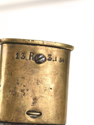 Preußen Kaiserreich, Faschinenmesser 1852 ,Truppenstempel nummerngleich, Hersteller E.Wilhelm Solingen, Klingenrücken W60 gestempelt , alle Metallteile mit Abnahmestempel, Klammer bei Ortblech fehlt