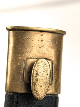 Preußen Kaiserreich, Faschinenmesser 1852 ,Truppenstempel nummerngleich, Hersteller E.Wilhelm Solingen, Klingenrücken W60 gestempelt , alle Metallteile mit Abnahmestempel, Klammer bei Ortblech fehlt