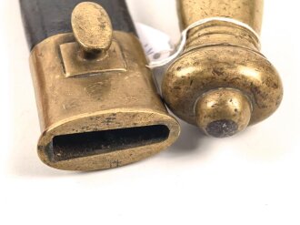 Preußen Kaiserreich, Faschinenmesser 1852 ,Truppenstempel nummerngleich, Hersteller E.Wilhelm Solingen, Klingenrücken W60 gestempelt , alle Metallteile mit Abnahmestempel, Klammer bei Ortblech fehlt