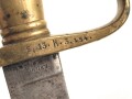 Preußen Kaiserreich, Faschinenmesser 1852 ,Truppenstempel nummerngleich, Hersteller E.Wilhelm Solingen, Klingenrücken W60 gestempelt , alle Metallteile mit Abnahmestempel, Klammer bei Ortblech fehlt