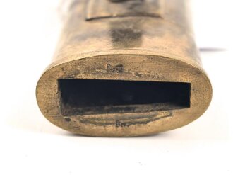 Preußen Kaiserreich, Scheide für Seitengewehr 1871, Naht geschlossen, Truppenstempel auf Mundblech, Abnahmestempel auf Mund- und Ortblech, Klammer Ortblech fehlt, Scheidenmundöffnung für Klingenbreite 29,5 mm, Gesamtlänge 49,7cm