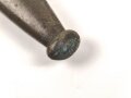 Preußen Kaiserreich, Scheide für Seitengewehr 1871, Naht geschlossen, Truppenstempel auf Mundblech, Abnahmestempel auf Mund- und Ortblech, Klammer Mundblech fehlt ,Leder darunter ausgerissen
