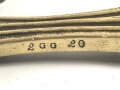 Großbritannien, Drummer Sword für Royal Marines, Modell 1857 Pattern Mark1, 2 schneidige Klinge mit Mittelgrat, Messinggriff mit Herrschermonogram VR, diverse Stempel und Marken auf dem Griffstück