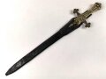 Großbritannien, Drummer Sword für Royal Marines, Modell 1857 Pattern Mark1, 2 schneidige Klinge mit Mittelgrat, Messinggriff mit Herrschermonogram VR, diverse Stempel und Marken auf dem Griffstück