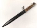 Kaiserreich, Seitengewehr M1889, Eigentumstück, vernickelte Stahlteile, nicht aufpflanzbar, Klinge sehr gut, ohne Marken, Scheide Originallack,