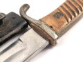 Kaiserreich, Seitengewehr M1889, Eigentumstück, vernickelte Stahlteile, nicht aufpflanzbar, Klinge sehr gut, ohne Marken, Scheide Originallack,