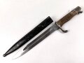 Kaiserreich, Seitengewehr M1889, Eigentumstück, vernickelte Stahlteile, nicht aufpflanzbar, Klinge sehr gut, ohne Marken, Scheide Originallack,