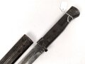 1.Weltkrieg, Aushilfsseitengewehr Typ EB 28 ( nach Carter ) mit gegossenem Ganzstahlgriff ,Parierstange bzw Mündungsring wohl feldmäßig entfernt, Scheide Originallack,