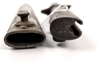 1.Weltkrieg, Aushilfsseitengewehr Typ EB33  ( nach Carter ) sogenannter badischer Typ  mit gegossenem Ganzstahlgriff und Reinigungsöffnung, Scheide Originallack