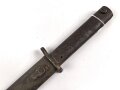 1.Weltkrieg, Aushilfsseitengewehr Typ EB33  ( nach Carter ) sogenannter badischer Typ  mit gegossenem Ganzstahlgriff und Reinigungsöffnung, Scheide Originallack
