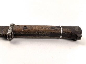 Preussen, Seitengewehr 1884/98 alter Art, W 88, ohne Scheide, Klinge beschliffen, Hersteller PD Lüneschloss Solingen, Truppenstempel, unschlau gereinkigt
