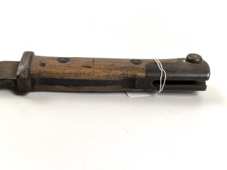 Preussen, Seitengewehr 1884/98 alter Art, W 88, ohne Scheide, Klinge beschliffen, Hersteller PD Lüneschloss Solingen, Truppenstempel, unschlau gereinkigt