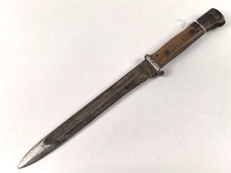 Preussen, Seitengewehr 1884/98 alter Art, W 88, ohne Scheide, Klinge beschliffen, Hersteller PD Lüneschloss Solingen, Truppenstempel, unschlau gereinkigt