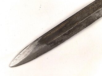 Preussen, Seitengewehr 1884/98 alter Art, W 88, ohne Scheide, Klinge beschliffen, Hersteller PD Lüneschloss Solingen, Truppenstempel, unschlau gereinkigt