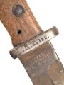 Preussen, Seitengewehr 1884/98 alter Art, W 88, ohne Scheide, Klinge beschliffen, Hersteller PD Lüneschloss Solingen, Truppenstempel, unschlau gereinkigt