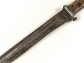 Preussen, Seitengewehr 1884/98 alter Art, W 88, ohne Scheide, Klinge beschliffen, Hersteller PD Lüneschloss Solingen, Truppenstempel, unschlau gereinkigt
