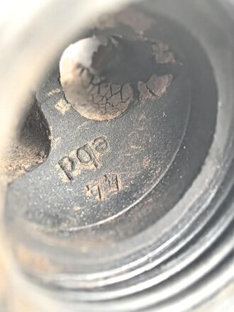 Mundstück für Gasmaskenfilter Wehrmacht, spätes Stück, wird direkt auf den Gasmaskenfilter aufgeschraubt. Selten, Gummi angetrocknet