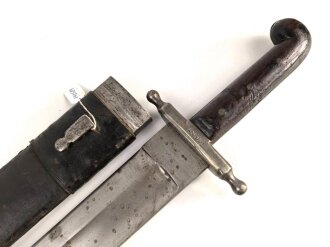 Österreich, Pionierfaschinenmesser Modell 1853/89, Lederverstärkungen an Mund und Ortblech,