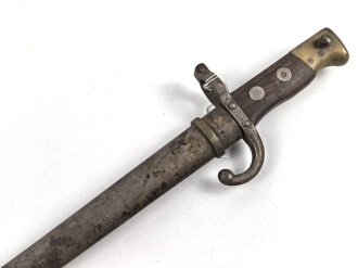 Frankreich, Seitengewehr Gras für Kadetten, sogenanntes  "Scolair-Modell", Klingenspitze vorschriftsmässig abgerundet, Holzgriffschalen, Nummer auf Parierstange, seltenes Stück