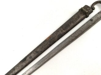 Frankreich, Seitengewehr Gras für Kadetten, sogenanntes  "Scolair-Modell", Klingenspitze vorschriftsmässig abgerundet, Holzgriffschalen, Nummer auf Parierstange, seltenes Stück