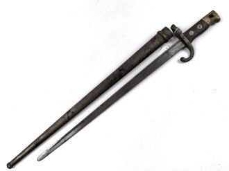 Frankreich, Seitengewehr Gras für Kadetten, sogenanntes  "Scolair-Modell", Klingenspitze vorschriftsmässig abgerundet, Holzgriffschalen, Nummer auf Parierstange, seltenes Stück