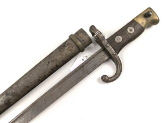 Frankreich, Seitengewehr Gras für Kadetten, sogenanntes  "Scolair-Modell", Klingenspitze vorschriftsmässig abgerundet, Holzgriffschalen, Nummer auf Parierstange, seltenes Stück