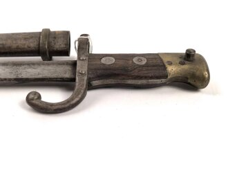 Frankreich, Seitengewehr Gras für Kadetten, sogenanntes  "Scolair-Modell", Klingenspitze vorschriftsmässig abgerundet, Holzgriffschalen, Nummer auf Parierstange, seltenes Stück